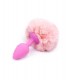 Plug anal de silicona, con peluche, rabo de conejo, rojo y blanco.