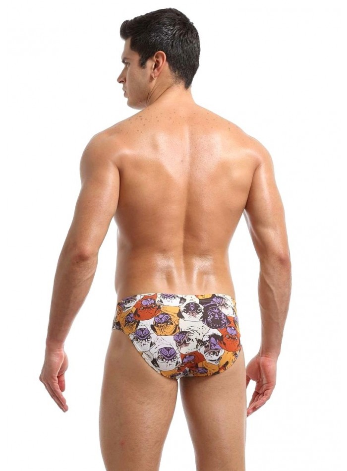 Slip de hombre diseño estampado figuras de perro pug.