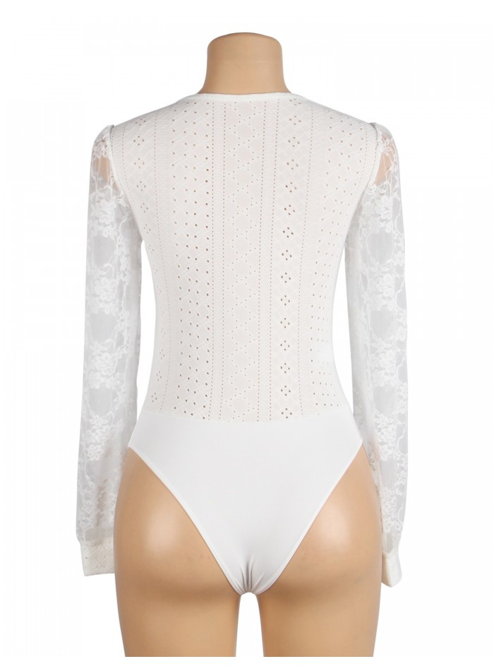 Body para uso exterior, elegante diseño con mangas de encaje.