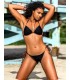 Malla bikini de 2 piezas, color negro y dorado, talles del S al XL