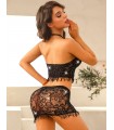 Conjunto Sexy de micro red con top y minifalda.