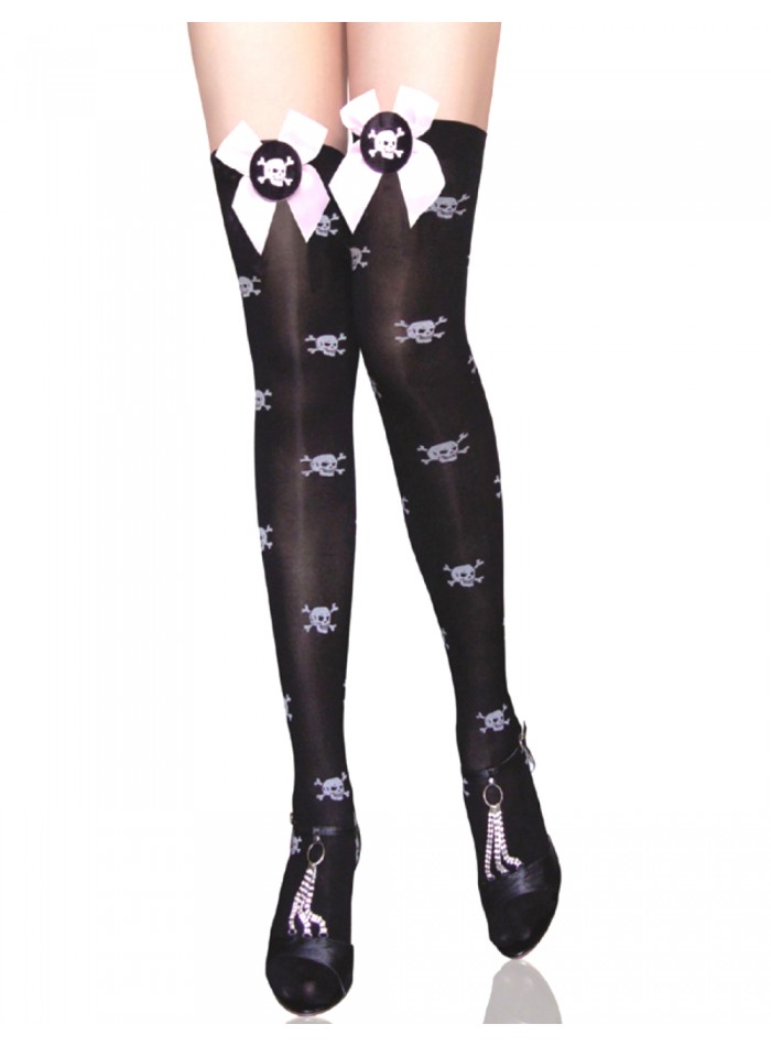 Medias bucaneras Sexy, diseño calaveras, halloween.