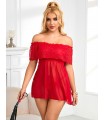 Babydoll de tull con escote de encaje, incluye colaless
