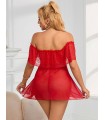 Babydoll de tull con escote de encaje, incluye colaless