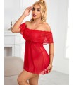 Babydoll de tull con escote de encaje, incluye colaless