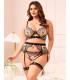Conjunto Lenceria sexy tull bordado con portaligas