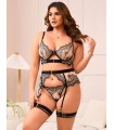 Conjunto Lenceria sexy tull bordado con portaligas