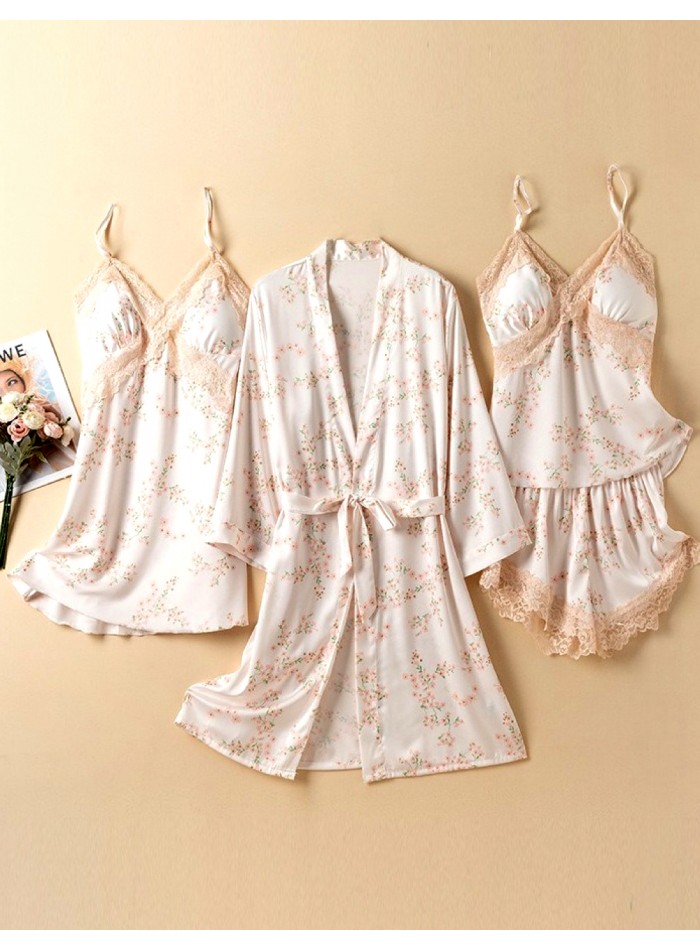 Set 4 piezas satén, estampado