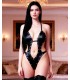 Body bdsm cuero con tachuelas escote profundo.