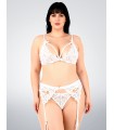 Conjunto de encaje incluye 3 piezas portaligas bralette y colaless