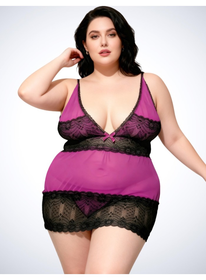 Babydoll de tull y encaje en talles grandes 3XL