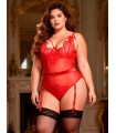 Body Sexy Negro con Portaligas, Talle Grande y Especial