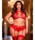 Conjunto sexy d encaje lencería c/ portaligas talles grandes hasta 5XL