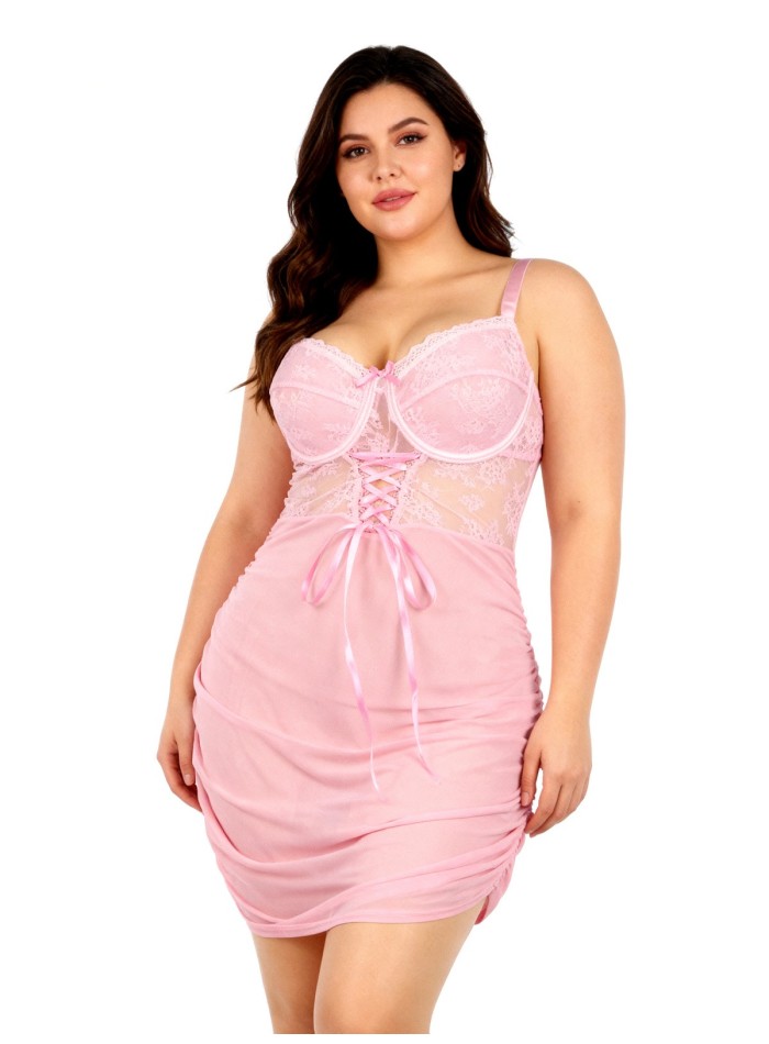 Babydoll traslúcido copa con aro, talles hasta el 5XL