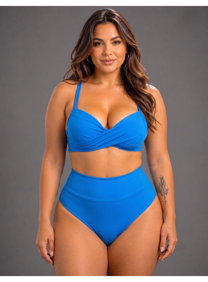 Bikini tiro alto y top trenzado