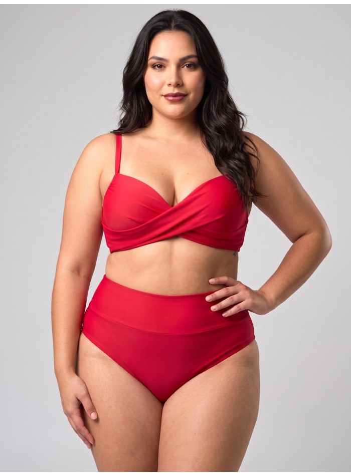 Bikini tiro alto y top trenzado