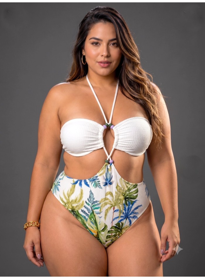 Malla trikini estampada, diseño brasileño con cuencas