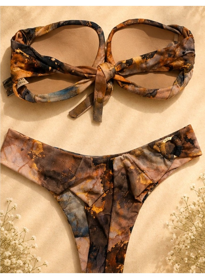 Bikini strapless estampado