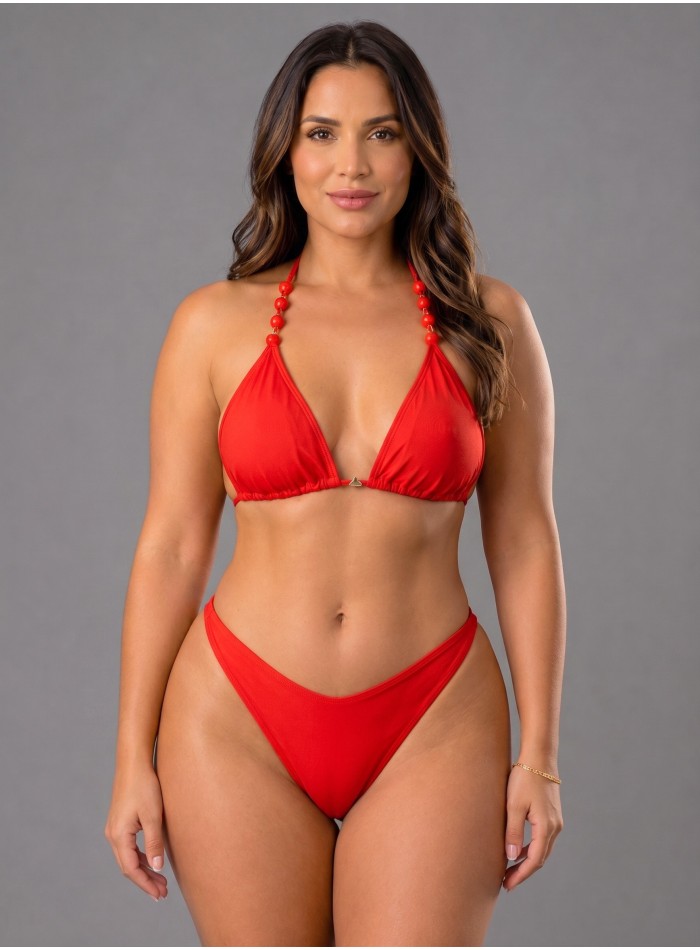 Bikini liso con diseño en bretel