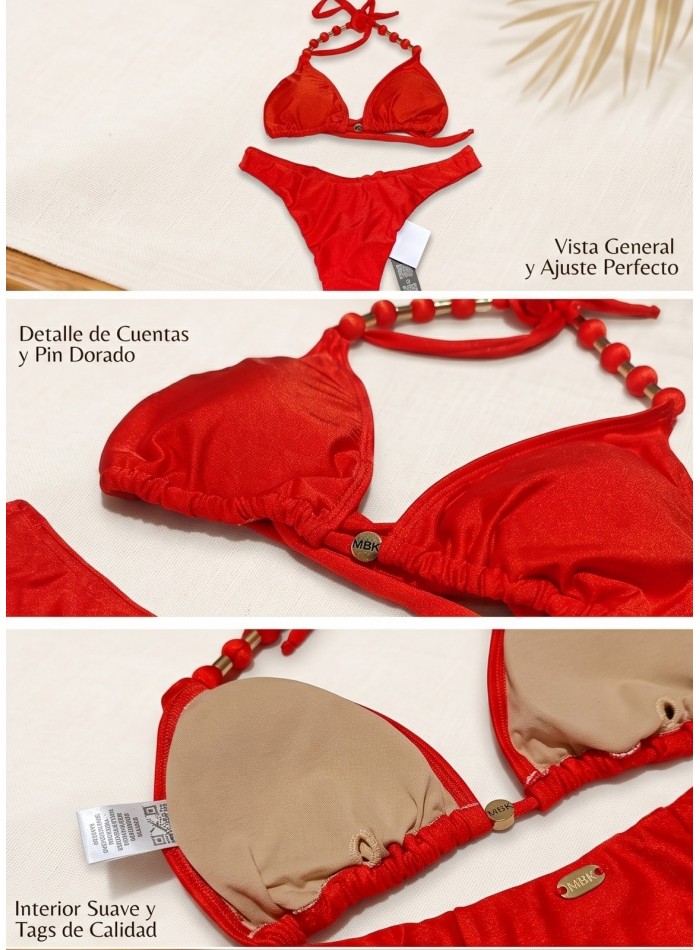 Bikini liso con diseño en bretel