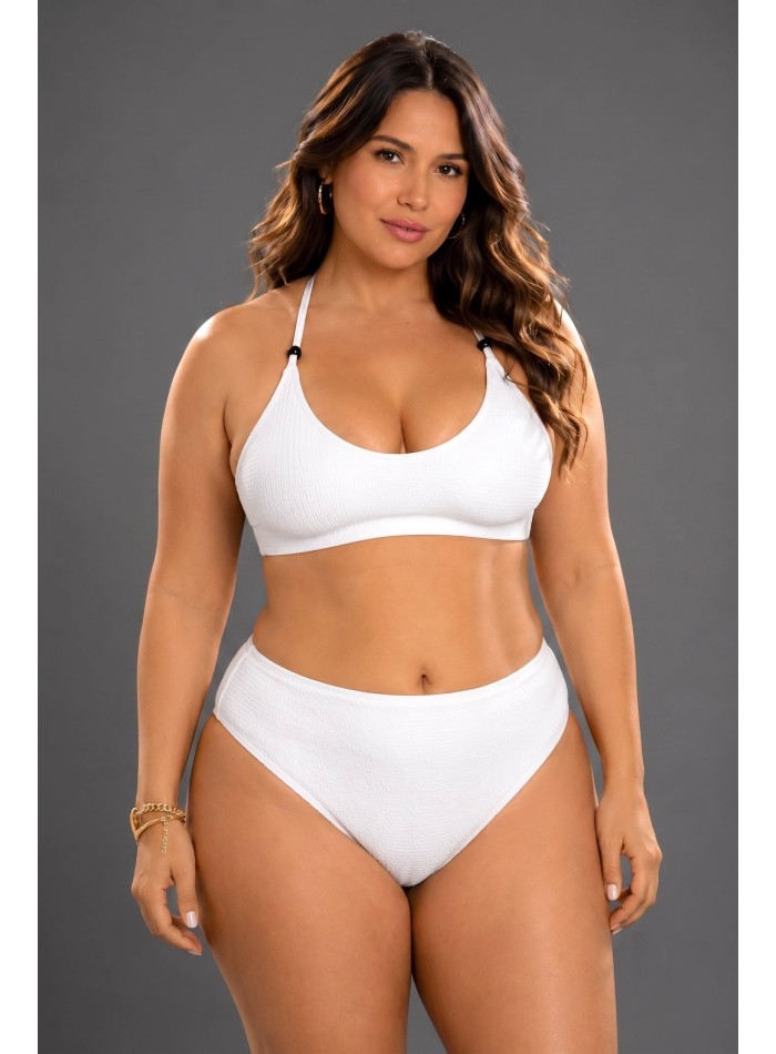 Bikini tiro alto texturado