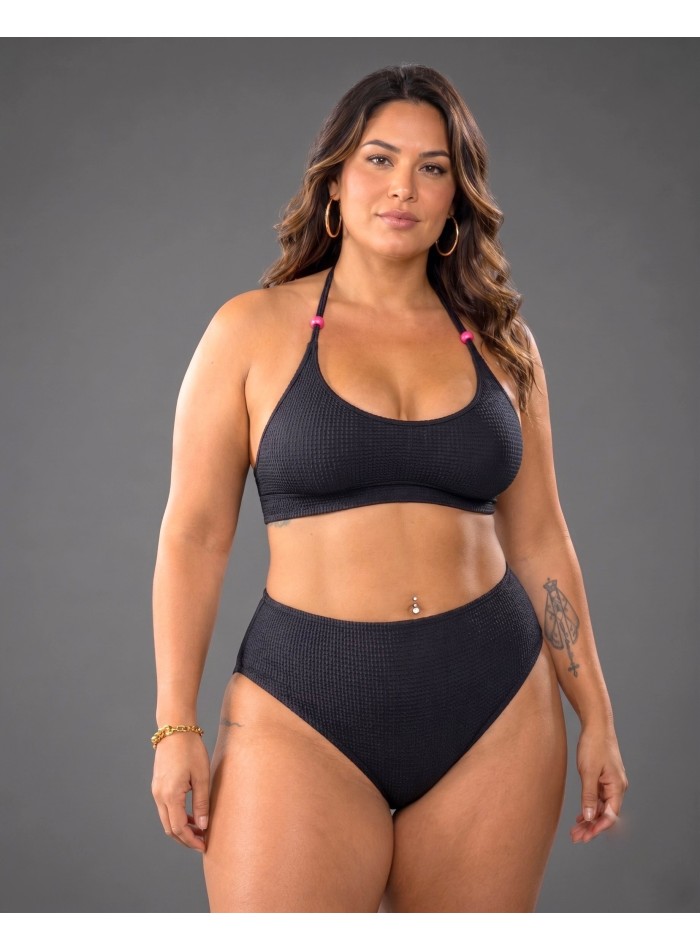 Bikini tiro alto texturado