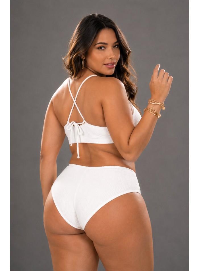 Bikini tiro alto texturado
