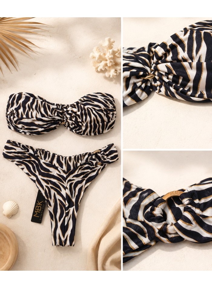 Bikini strapless estampado