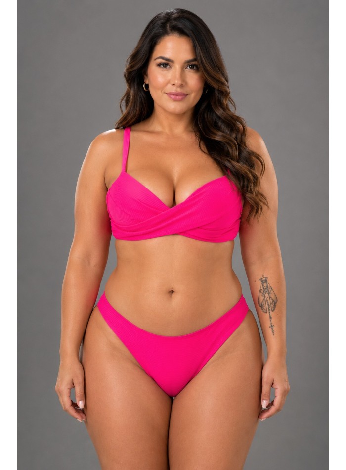 Bikini texturado con top trenzado